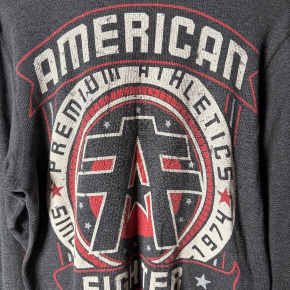 American Fighter Affliction Shirt Mens L Dark Gray Eagle Thermal Long Sleeve - Picture 3 of 7